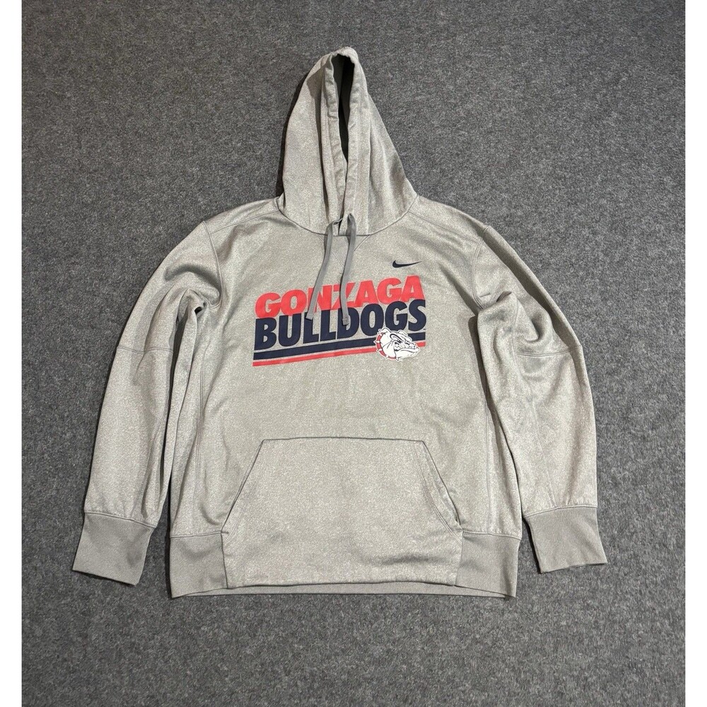 Nike Gonzaga Bulldogs Hoodie Mens Size Large Gray Pullover Sweatshirt